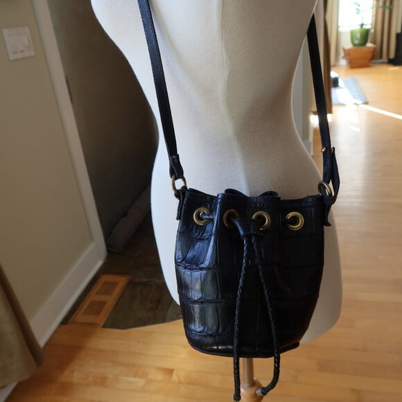 OOAK! Musick black crocodile bucket bag handmade by Meg Musick-Makely $600 - Picture 3 of 15